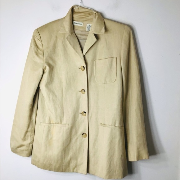 Ann Taylor jacket women 4 linen tan - Picture 1 of 5